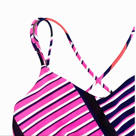 Express Strappy Striped Crop Top Brightly Colored Colorful NWT Medium Going Out - Picture 2 of 11